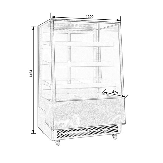 rectangular glass refrigerated fridge